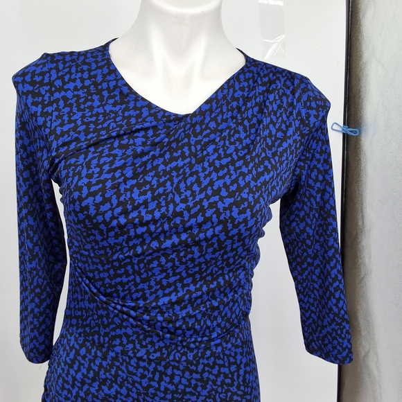 Jacob Medium Blue Geometric Long Sleeve Dress - Picture 2 of 6